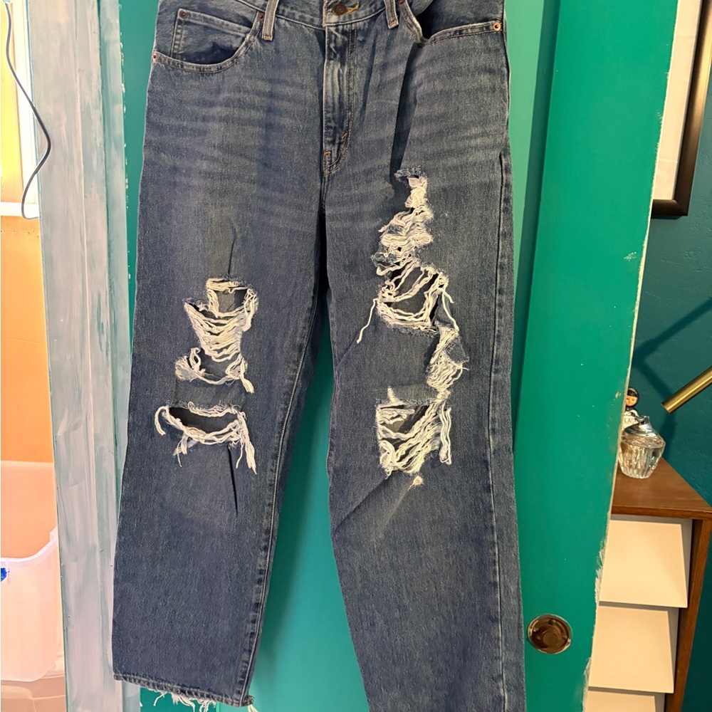 Levi's Blue Distressed 94 Baggy Jeans